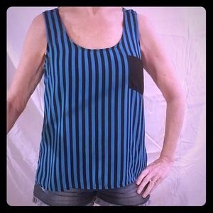 Black and Turquoise striped open back top
